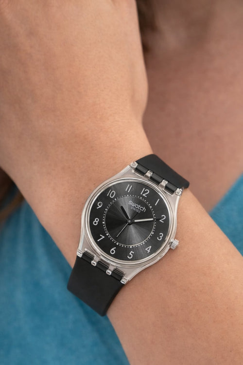 Montre tendance silicone noire – Style Swatch