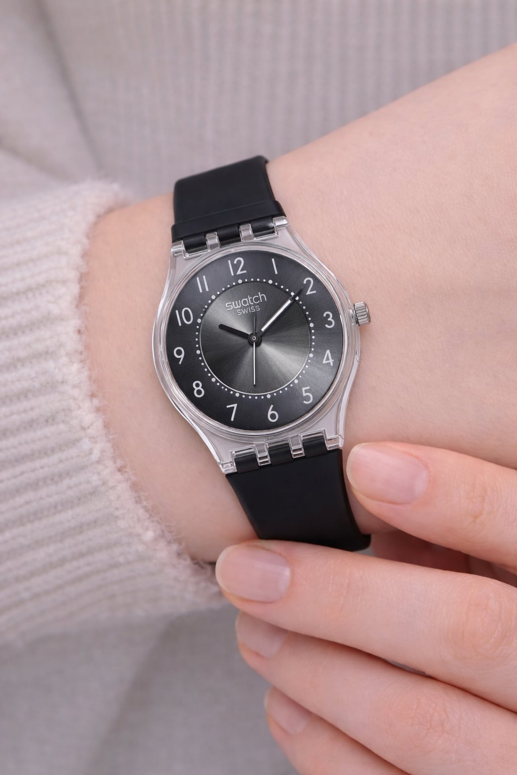 Montre tendance silicone noire – Style Swatch